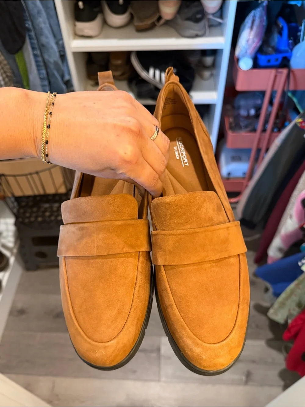 Rockport Women's Tan Suede Slip-On Loafers